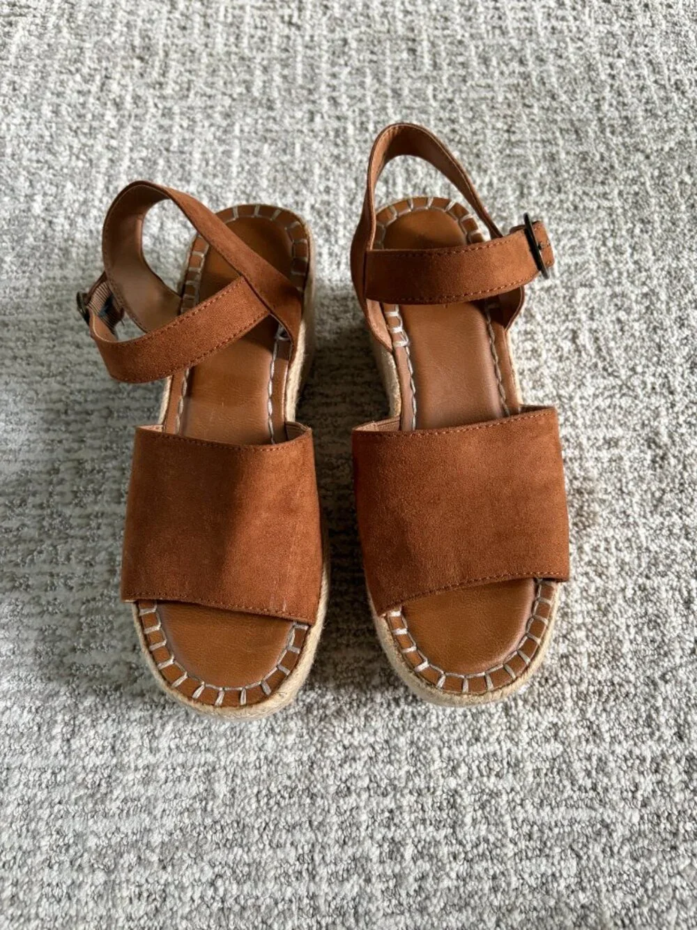 Universal Thread Morgan Cognac Brown Espadrille Wedge Sandal-Size 7